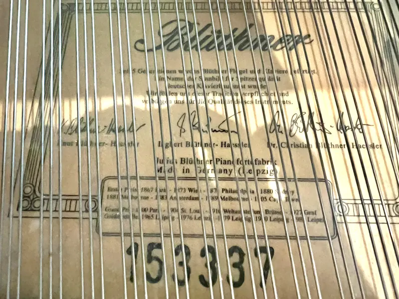 Serial number on a Blüthner Model 6 grand piano