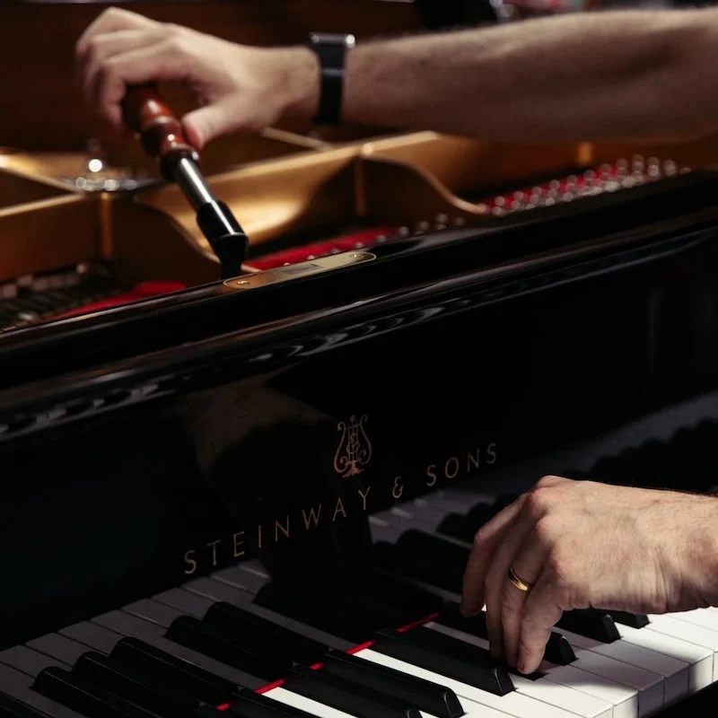 Close Up Of Tuning of a Steinway D Concert Grand Piano